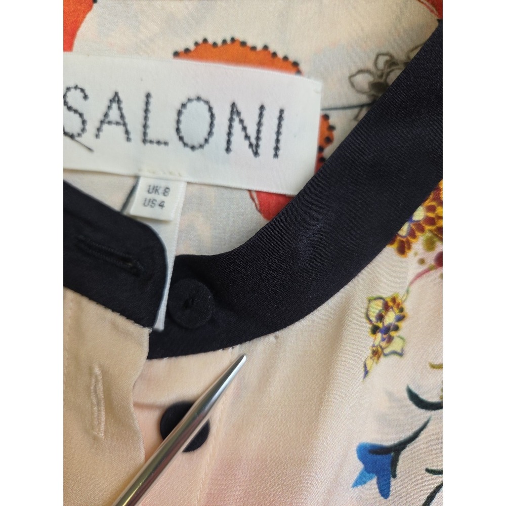 Saloni Bobbi Blouse Silk Floral Paisley Ivory sz‎ US 4 UK 8 - Picture 10 of 10